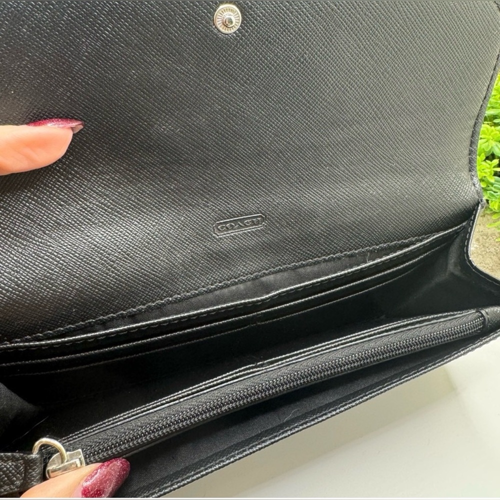 COACH Heritage Stripe Signature Tote & Matching Wallet Bundle - Black/Grey - Picture 13 of 15